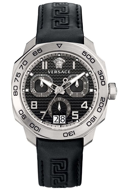 Versace VQC010015 Dylos Chronograph Date Black Leather 